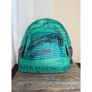 TORRAIN Backpack Green Recycled Feed Bag Fish Graphic Women's Teal Blue Whale